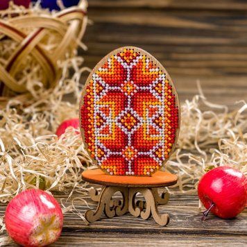Wooden Bead Embroidery Kit &ndash; &ldquo;Easter Egg&rdquo; FLK-170