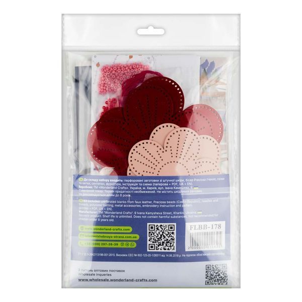 Faux Leather Bead Embroidery Kit &ndash; &ldquo;Bag Charm Spring Flowers&rdquo; FLBB-178