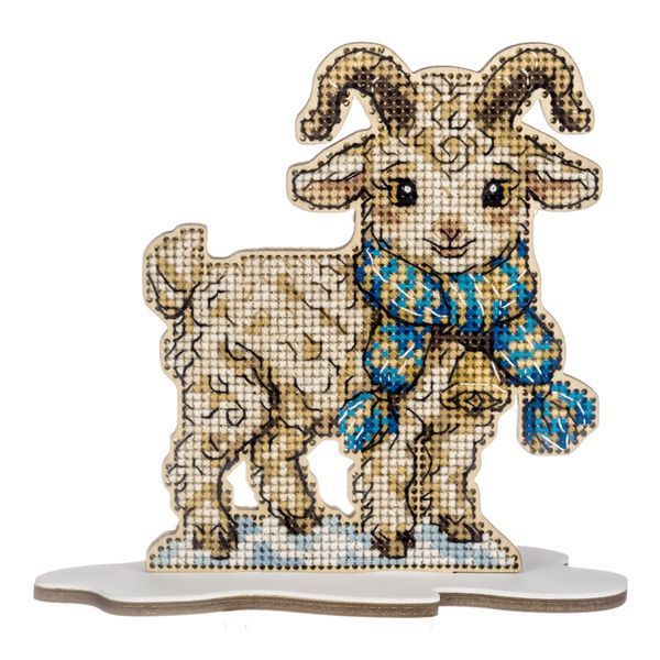 Wooden Cross-Stitch Kit &ndash; &ldquo;Goat &ndash; Winter Beauty&rdquo; FLW-116