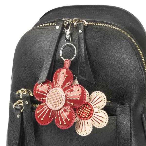Faux Leather Bead Embroidery Kit &ndash; &ldquo;Bag Charm Spring Flowers&rdquo; FLBB-178