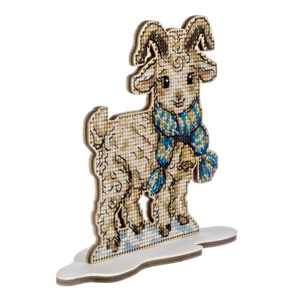Wooden Cross-Stitch Kit &ndash; &ldquo;Goat &ndash; Winter Beauty&rdquo; FLW-116