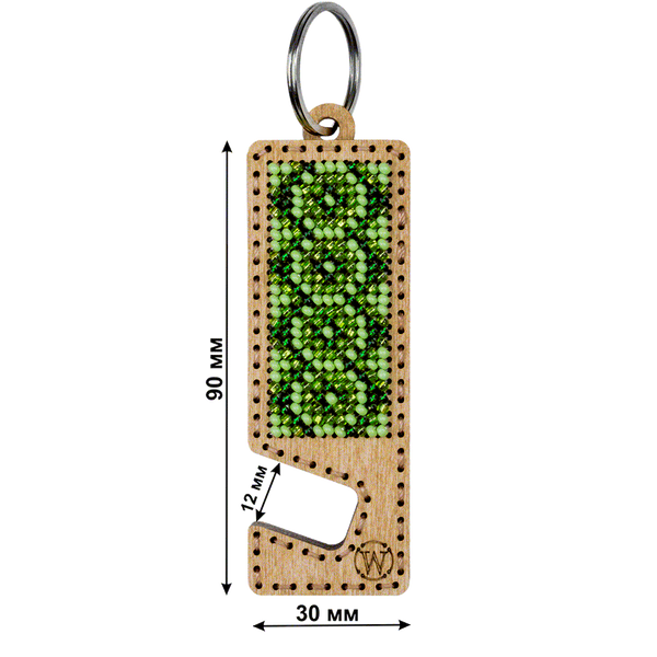 Wooden Bead Embroidery Kit &ndash; &ldquo;Phone Stand &ndash; Green Ornament&rdquo; FLK-486