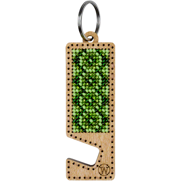 Wooden Bead Embroidery Kit &ndash; &ldquo;Phone Stand &ndash; Green Ornament&rdquo; FLK-486