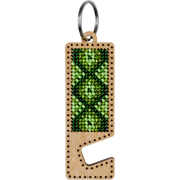 Wooden Bead Embroidery Kit &ndash; &ldquo;Phone Stand &ndash; Green Ornament&rdquo; FLK-486