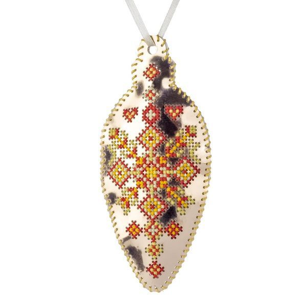 Faux Leather Cross-Stitch Kit &ndash; &ldquo;Icicle Christmas Ornament&rdquo; (Double-Sided) FLHL-073 Rose Gold