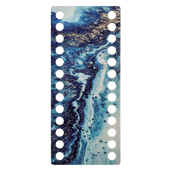 Floss Organizer &ndash; &ldquo;Blue & Gold Abstraction, Narrow Rectangular&rdquo; FLZ(P)-054