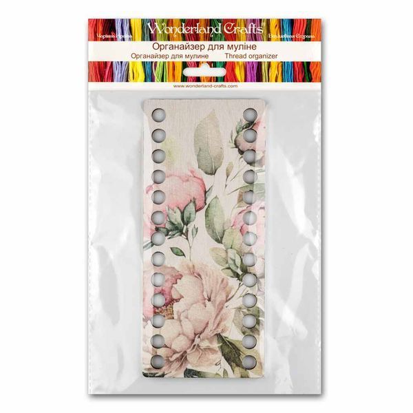 Floss Organizer &ndash; &ldquo;Peonies, Narrow Rectangular&rdquo; FLZ(P)-088