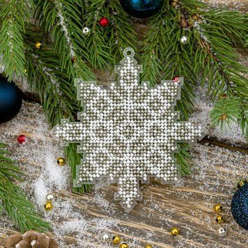 Bead Embroidery Kit (Plastic Base) &ndash; &ldquo;Christmas Ornament &ndash; Snowflake&rdquo; FLPL-009