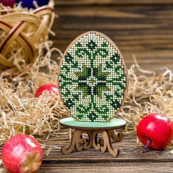 Wooden Bead Embroidery Kit &ndash; &ldquo;Easter Egg&rdquo; FLK-171
