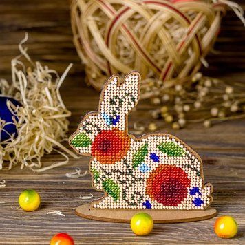 Wooden Bead Embroidery Kit &ndash; &ldquo;Bunny&rdquo; FLK-272