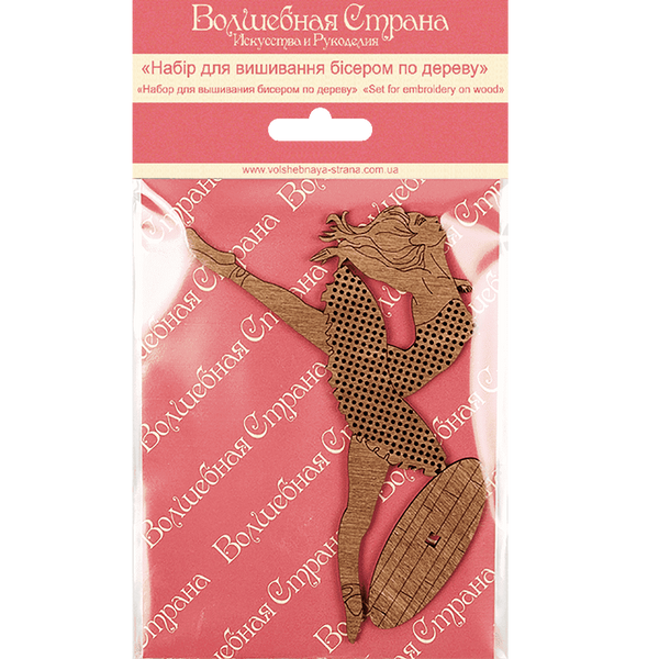 Wooden Bead Embroidery Kit &ndash; &ldquo;Ballerina in Red&rdquo; FLK-021