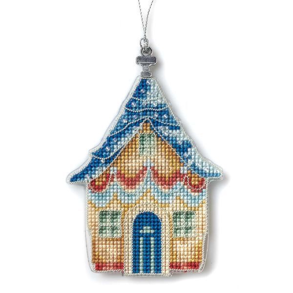 Plastic Cross-Stitch Kit &ndash; &ldquo;Christmas Ornament &ndash; Seaside Cottage&rdquo; (Double-Sided) FLX-144