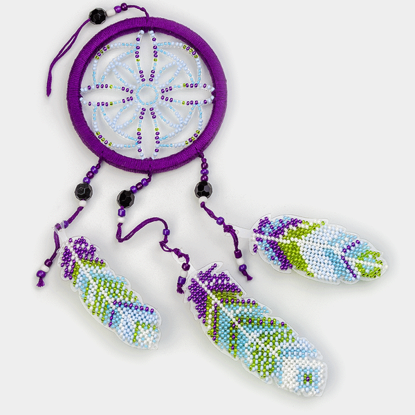 Bead Embroidery Kit (Plastic Base) &ndash; &ldquo;Dreamcatcher &ndash; Lavender Dream&rdquo; FLPL-024