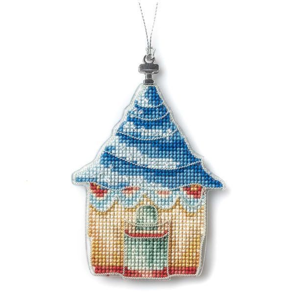 Plastic Cross-Stitch Kit &ndash; &ldquo;Christmas Ornament &ndash; Seaside Cottage&rdquo; (Double-Sided) FLX-144