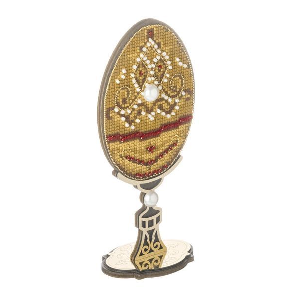 Wooden Cross-Stitch Kit &ndash; &ldquo;Golden Lace Easter Egg&rdquo; FLW-113