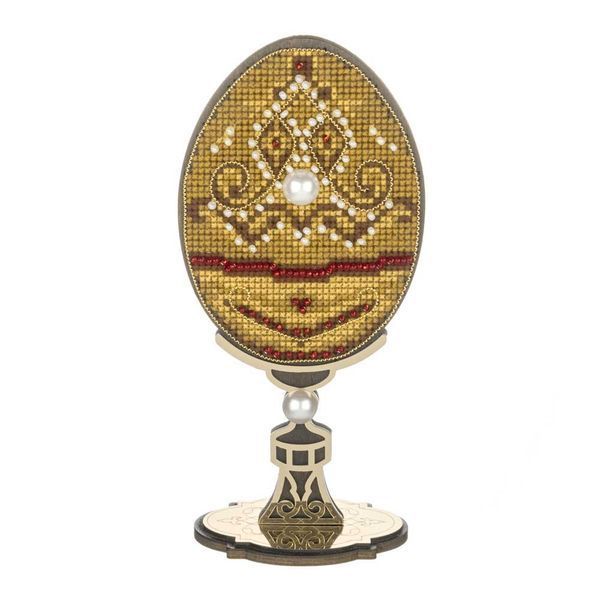 Wooden Cross-Stitch Kit &ndash; &ldquo;Golden Lace Easter Egg&rdquo; FLW-113