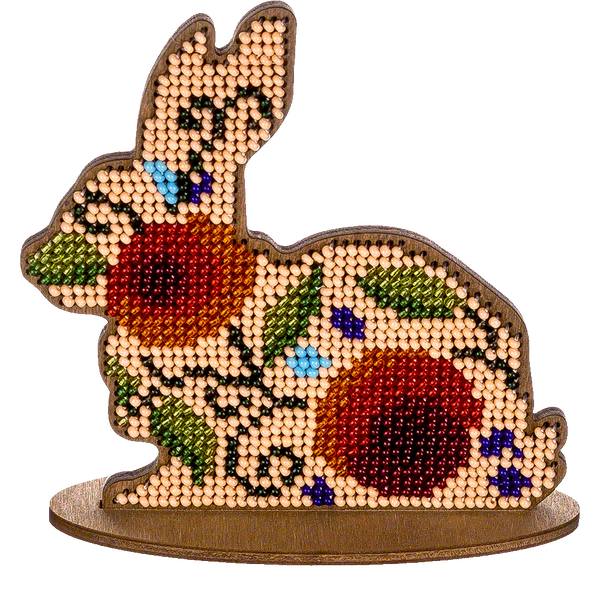 Wooden Bead Embroidery Kit &ndash; &ldquo;Bunny&rdquo; FLK-272