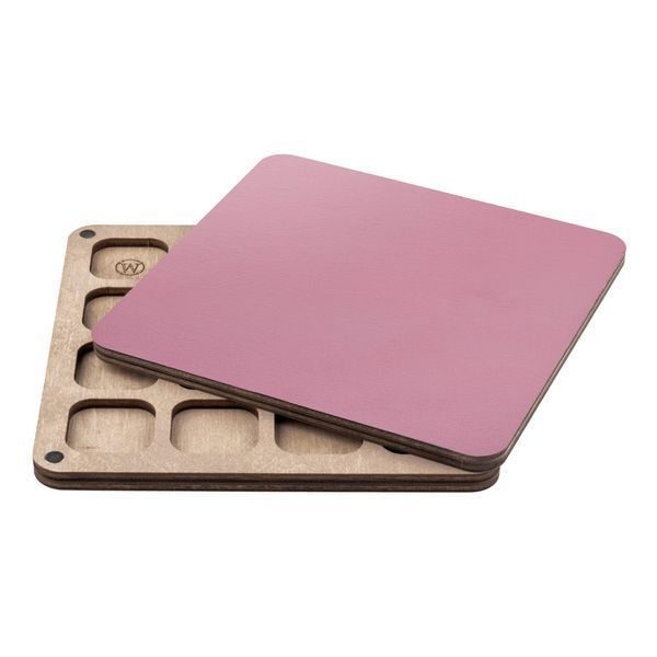 Bead Organizer With Wooden Lid &ndash; &ldquo;Pink, Square&rdquo; FLZB-260