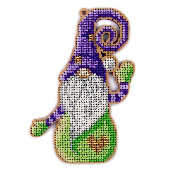 Wooden Bead Embroidery Kit &ndash; &ldquo;Christmas Ornament &ndash; Fairy Gnome&rdquo; FLK-498