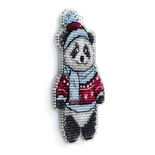 Plastic Cross-Stitch Kit &ndash; "Christmas Ornament &ndash; Panda" FLX-008