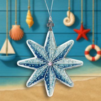 Plastic Cross-Stitch Kit &ndash; &ldquo;Christmas Ornament &ndash; Sea Star&rdquo; (Double-Sided) FLX-145