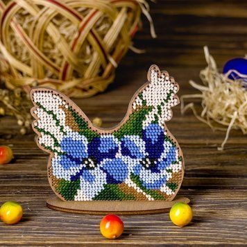 Wooden Bead Embroidery Kit &ndash; &ldquo;Hen&rdquo; FLK-273
