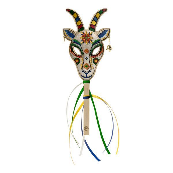 Wooden Cross-Stitch Kit &ndash; &ldquo;Goat Mask &ndash; Bright Spirit&rdquo; FLW-118