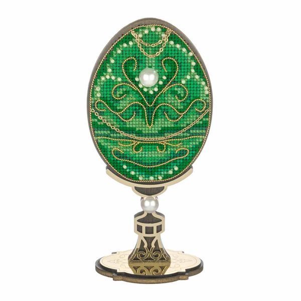 Wooden Cross-Stitch Kit &ndash; &ldquo;Emerald Pattern Easter Egg&rdquo; FLW-114