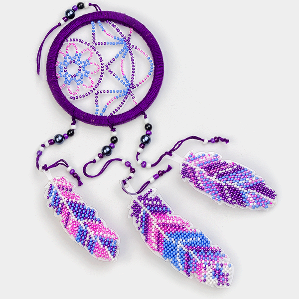 Bead Embroidery Kit (Plastic Base) &ndash; &ldquo;Dreamcatcher &ndash; Purple Dream&rdquo; FLPL-025