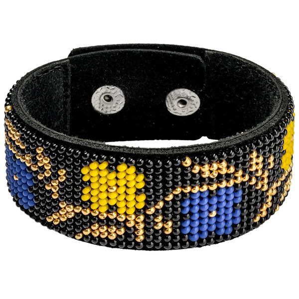Faux Leather Bead Embroidery Kit &ndash; &ldquo;Bracelet&rdquo; (3 &times; 22 cm) FLBB-005 Black