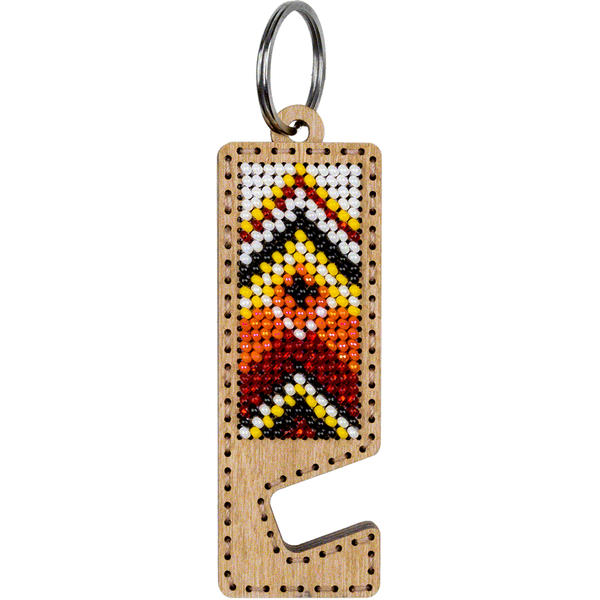 Wooden Bead Embroidery Kit &ndash; &ldquo;Phone Stand &ndash; Orange and Red Ornament&rdquo; FLK-488