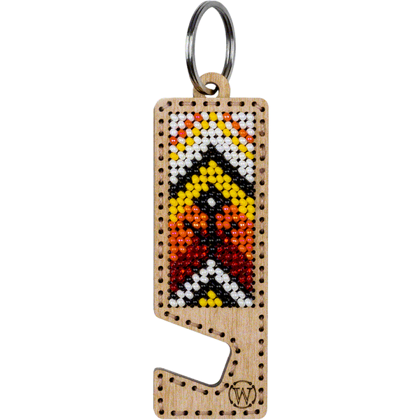Wooden Bead Embroidery Kit &ndash; &ldquo;Phone Stand &ndash; Orange and Red Ornament&rdquo; FLK-488