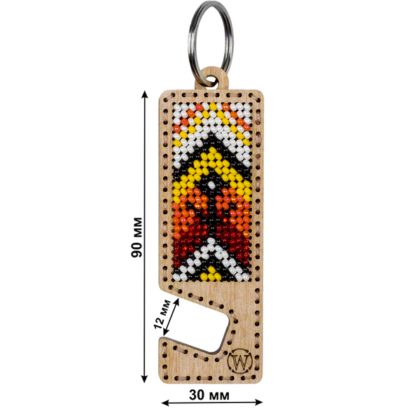 Wooden Bead Embroidery Kit &ndash; &ldquo;Phone Stand &ndash; Orange and Red Ornament&rdquo; FLK-488