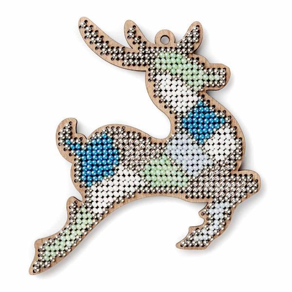 Wooden Bead Embroidery Kit &ndash; &ldquo;Stained Glass Deer&rdquo; FLK-570