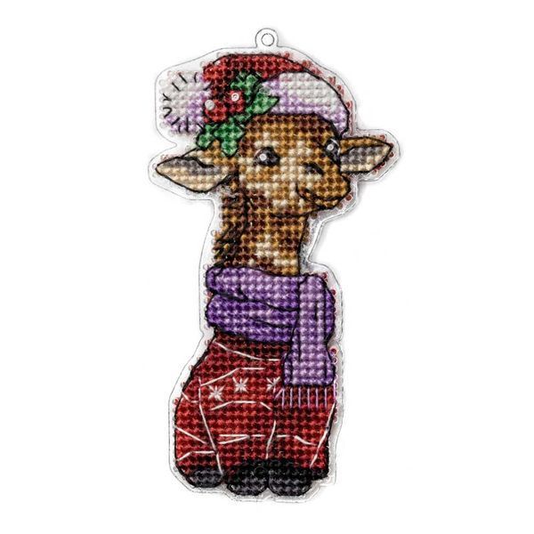 Plastic Cross-Stitch Kit &ndash; "Christmas Ornament &ndash; Giraffe" FLX-004