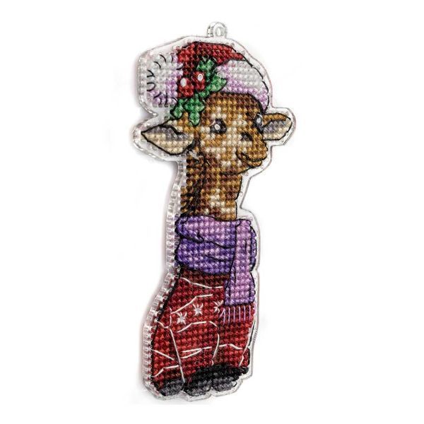 Plastic Cross-Stitch Kit &ndash; "Christmas Ornament &ndash; Giraffe" FLX-004