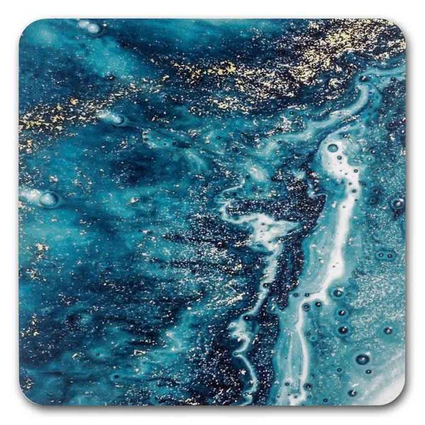 Bead Organizer With Wooden Lid &ndash; &ldquo;Blue & Gold Abstraction, Square&rdquo; FLZB-228