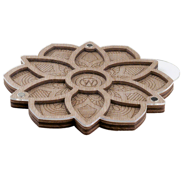 Bead Organizer Box &ndash; &ldquo;Floral Circle&rdquo;, With Clear Lid FLZB-188