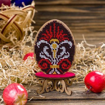 Wooden Bead Embroidery Kit &ndash; &ldquo;Easter Egg&rdquo; FLK-173