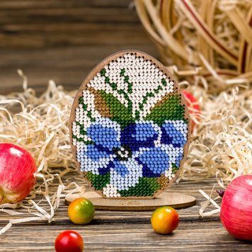 Wooden Bead Embroidery Kit &ndash; &ldquo;Easter Egg&rdquo; FLK-274