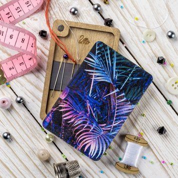 Magnetic Needle Case Rectangular &ndash; &ldquo;Neon Leaves&rdquo; FLZB(N)-084