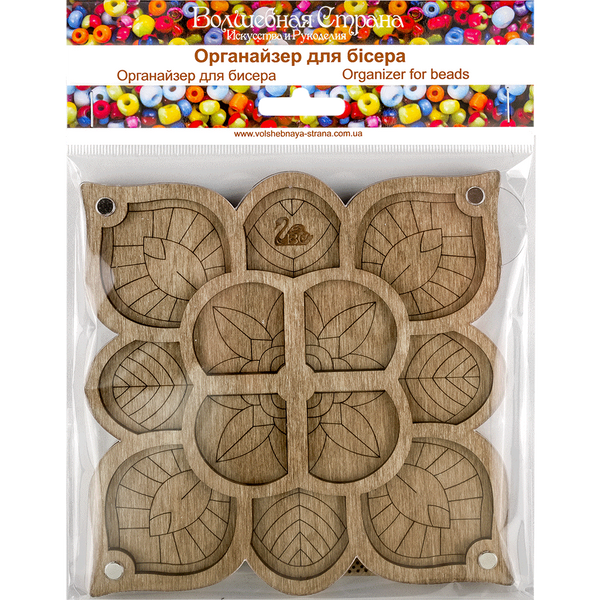 Bead Organizer Box &ndash; &ldquo;Floral Stained Glass&rdquo;, With Clear Lid FLZB-024
