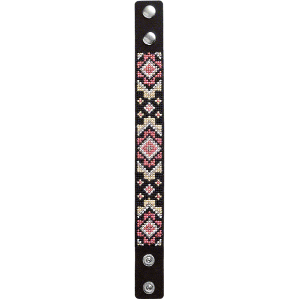 Faux Leather Cross-Stitch Kit &ndash; &ldquo;Bracelet&rdquo; (2.2 &times; 22 cm) FLHL-033 Black