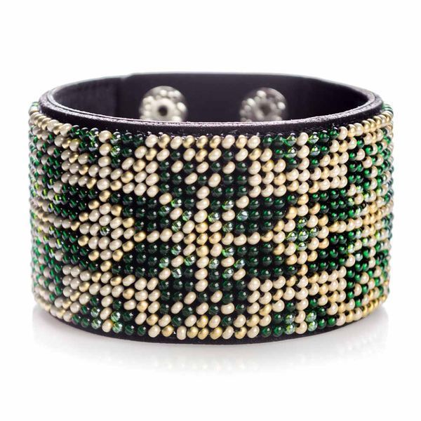 Faux Leather Bead Embroidery Kit &ndash; &ldquo;Bracelet&rdquo; (4 &times; 22 cm) FLBB-116 Black