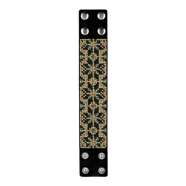 Faux Leather Bead Embroidery Kit &ndash; &ldquo;Bracelet&rdquo; (4 &times; 22 cm) FLBB-116 Black