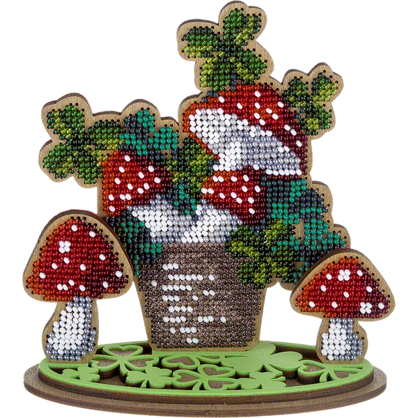 Wooden Bead Embroidery Kit &ndash; &ldquo;Lucky Amanita&rdquo; FLK-405