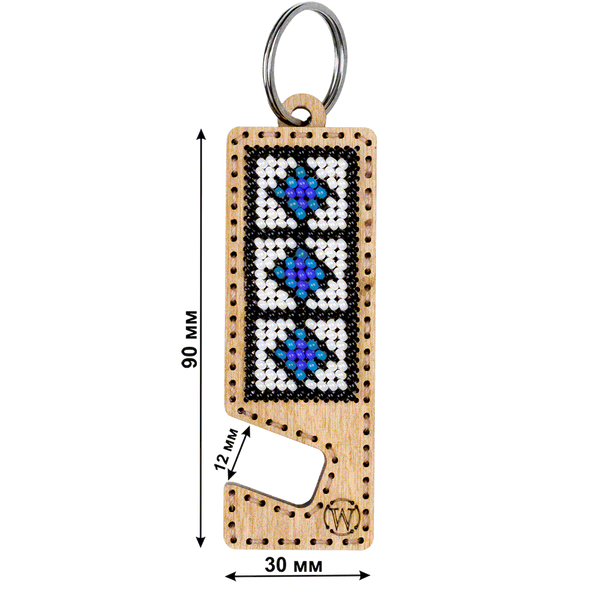 Wooden Bead Embroidery Kit &ndash; &ldquo;Phone Stand &ndash; Blue and White Ornament&rdquo; FLK-489