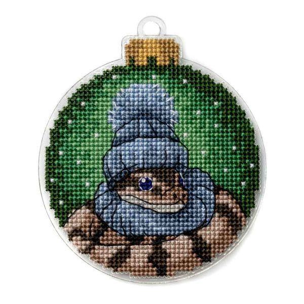 Plastic Cross-Stitch Kit &ndash; "Christmas Ornament &ndash; Snake" FLX-005