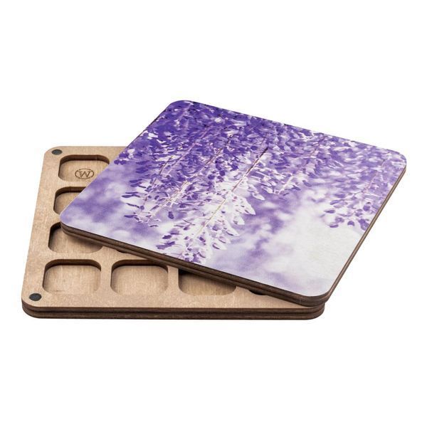 Bead Organizer With Wooden Lid &ndash; &ldquo;Wisteria, Square&rdquo; FLZB-229
