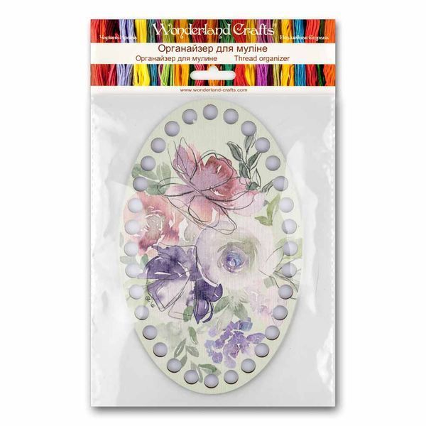 Floss Organizer &ndash; &ldquo;Watercolor Flowers, Oval&rdquo; FLZ(P)-091